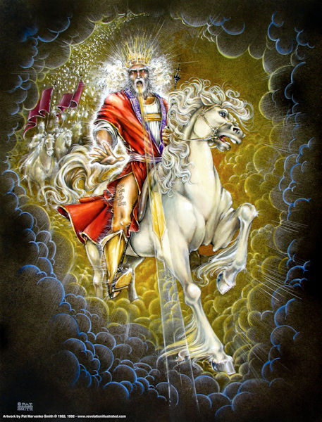 King of Kings and Lord of Lords, a painting by Pat Marvenko Smith of Christ on a white horse
